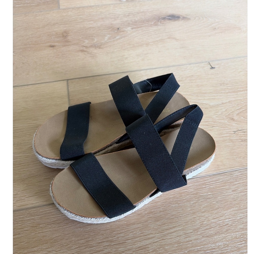 Steve Madden  Kids Black Elastic‎ Espadrille Platform girls Sandals Size 2